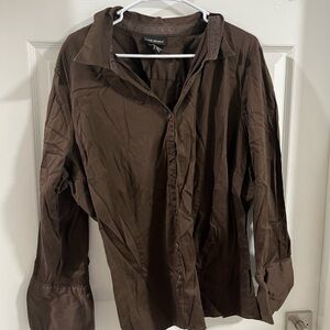 Lane Bryant Brown Button Down Shirt